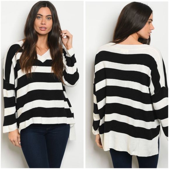 Sweaters - Striped v neck sweater